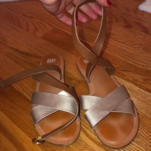 Strappy up the ankle shimmery flat sandals